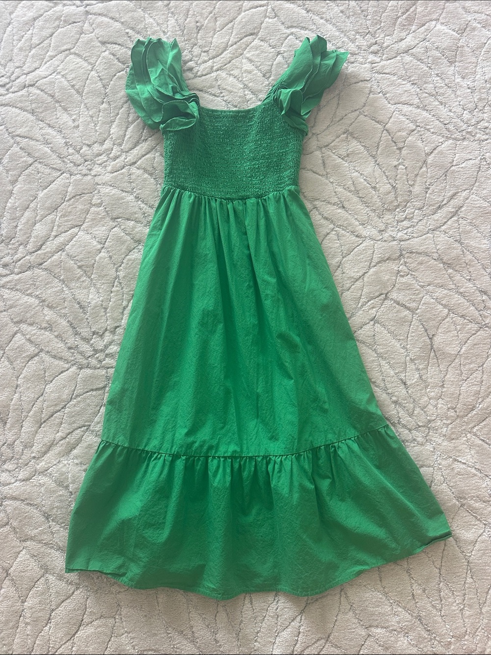 Sugarlips Emerald Green Ruffle-Shoulder Casual Dress